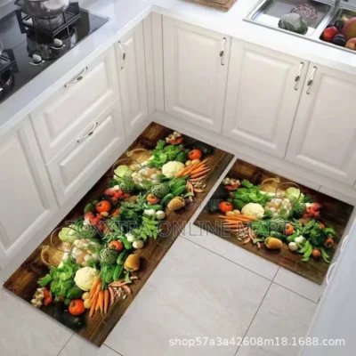 2 in 1 Polyester Absorbent Kitchen Mat8 2 in 1 Polyester Absorbent Kitchen Mat Set – Long Runner + Small Floor Mat