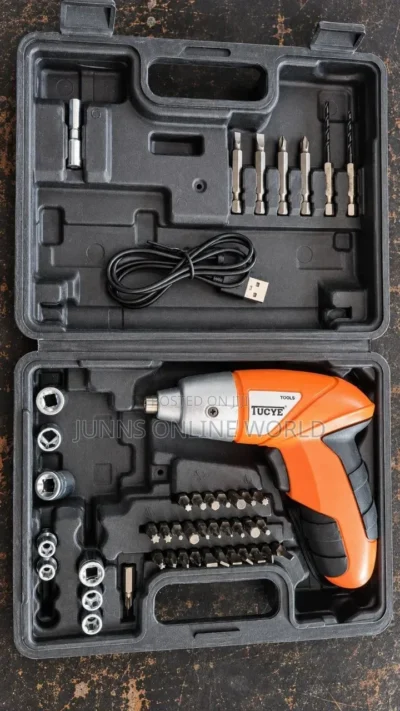 42-piece rechargeable cordless screwdriver tool kit with carry case