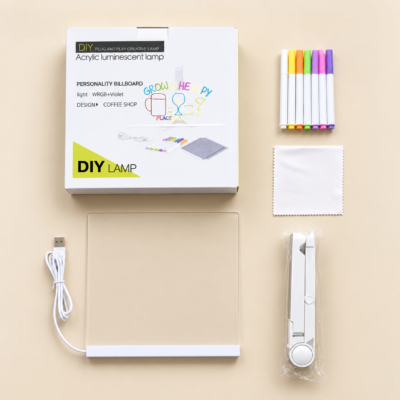 DIY Acrylic Luminescent Message Board Lamp set with markers and USB cable DIY Acrylic Luminescent Message Board Lamp set with markers and USB cable