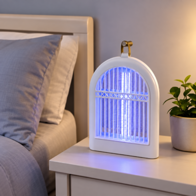 Rechargeable Electric Mosquito Killer Lamp hanging outdoors Rechargeable Electric Mosquito Killer Lamp hanging outdoors