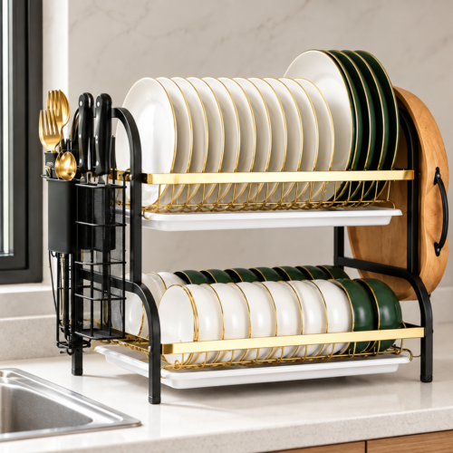 Multifunctional 2-Tier Dish Rack