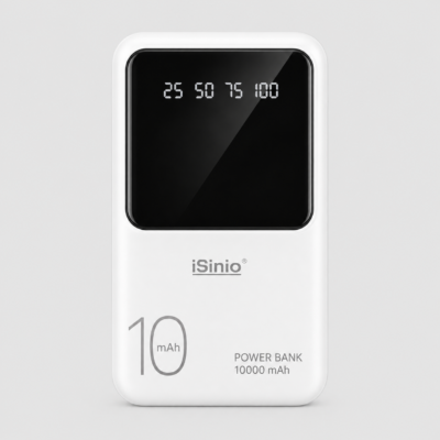 White iSinio 10000mAh portable power bank White iSinio 10000mAh portable power bank