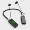 Wireless Neckband Bluetooth Headset worn by man Wireless Neckband Bluetooth Headset worn by man