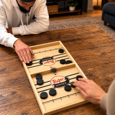 Two players using Fast Sling Puck Game Two players using Fast Sling Puck Game