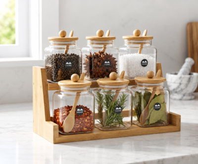 6-Piece Glass Food Storage Set With Bamboo Lids 6-Piece Glass Food Storage Set With Bamboo Lids