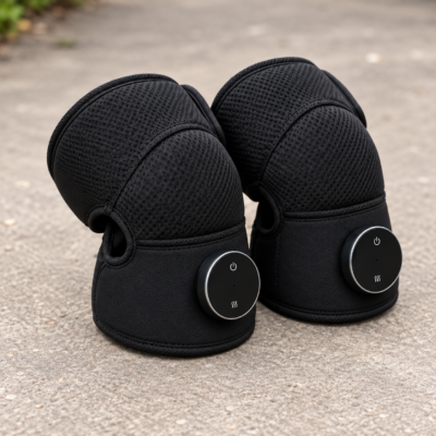 Pair of black Wireless Heating Massage Knee Pads