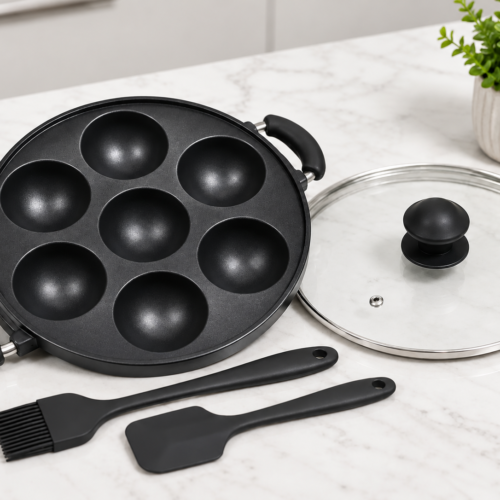 4-Piece Non-Stick Masa Pan Set With Glass Lid