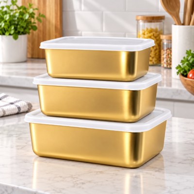 3-Piece Stainless Steel Food Storage Container Set