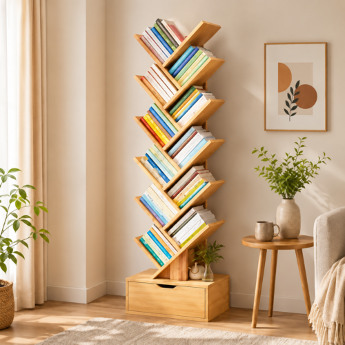 Tree-Shaped Bookshelf for living room and study