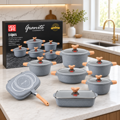 ChatGPT Image Sep 9, 2026, 10_39_38 AM (1) UCC Life 14-Piece Granite Non-Stick Cookware Set with pots and pans