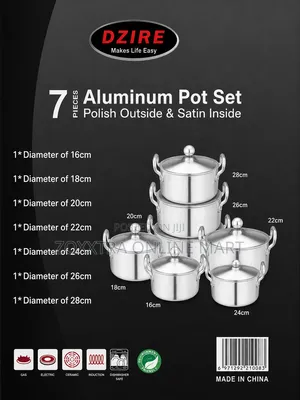 Dzire 7 Pieces Aluminium Pot Set 2 Dzire 7-Piece Aluminium Cooking Pot Set with matching lids