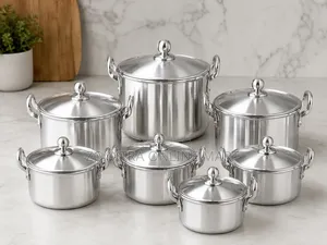 Dzire 7 Pieces Aluminium Pot Set Dzire 7-Piece Aluminium Pot Set packaging with sizes 16cm to 28cm