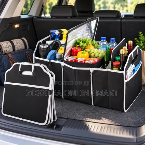 Foldable Car Boot 1 Foldable Car Boot Organizer with Cooler Compartment in car
