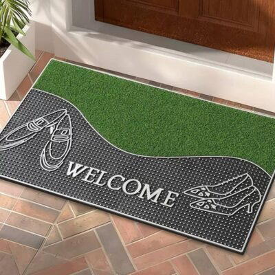 Green Welcome Entrance Doormat 70cm x 40cm Green Welcome Entrance Doormat 70cm x 40cm
