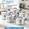 Heavy-Duty 5-Piece Aluminium Stock Pot Set 1 Heavy-duty aluminium stock pots with matching lids