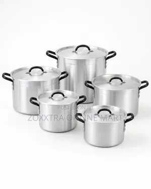 Heavy-Duty 5-Piece Aluminium Stock Pot Set Kinelco Prague 5-Piece Aluminium Stock Pot Set 26cm to 34cm