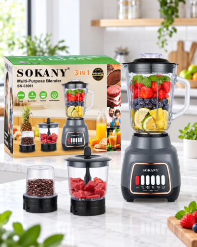 Sokany 3-in-1 Multi-Purpose Blender SK-03061 – 600W 1 Sokany 3-in-1 Multi-Purpose Blender SK-03061 – 600W