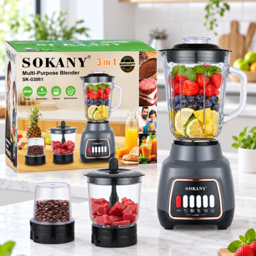 Sokany 3-in-1 Multi-Purpose Blender SK-03061 – 600W