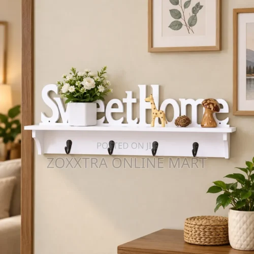 Sweet Home Wall-Mounted Shelf With Hooks Sweet Home Wall-Mounted Shelf with Hooks