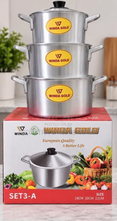 Winda Gold 3-Piece Cooking Pot Set (S) 1 Winda Gold Set 3A aluminium cooking pots