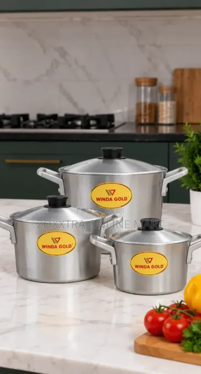 Winda Gold 3-Piece Cooking Pot Set (S) 3 Winda Gold Set 3A aluminium cooking pots