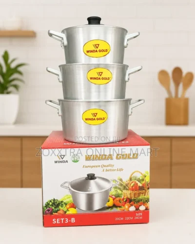 Winda Gold 3-Piece Aluminium Cooking Pot Set Winda Gold 3-Piece Aluminium Cooking Pot Set