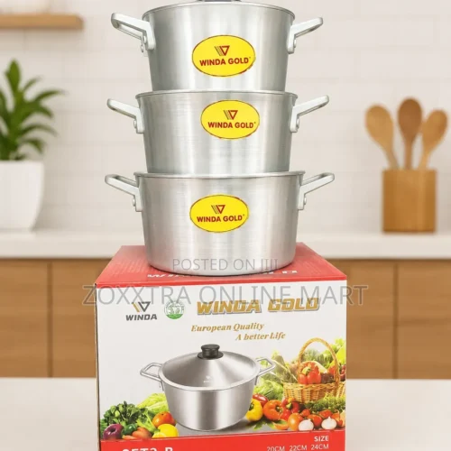 Winda Gold 3-Piece Aluminium Cooking Pot Set Winda Gold 3-Piece Aluminium Cooking Pot Set