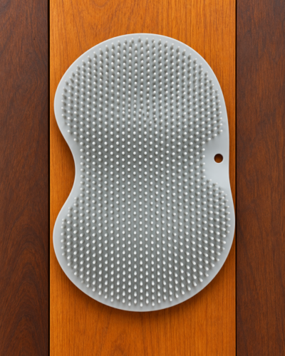 Grey silicone shower back scrubber and body washing mat Grey silicone shower back scrubber and body washing mat