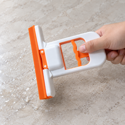 Mini mop with orange squeegee blade Mini Self-Squeezing Sponge Mop With Folding Handle