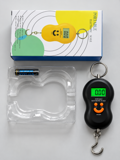 Portable hanging scale with retail packaging Portable Digital Hanging Scale with hook and retail packaging
