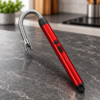 Red USB rechargeable electric lighter with flexible metal neck